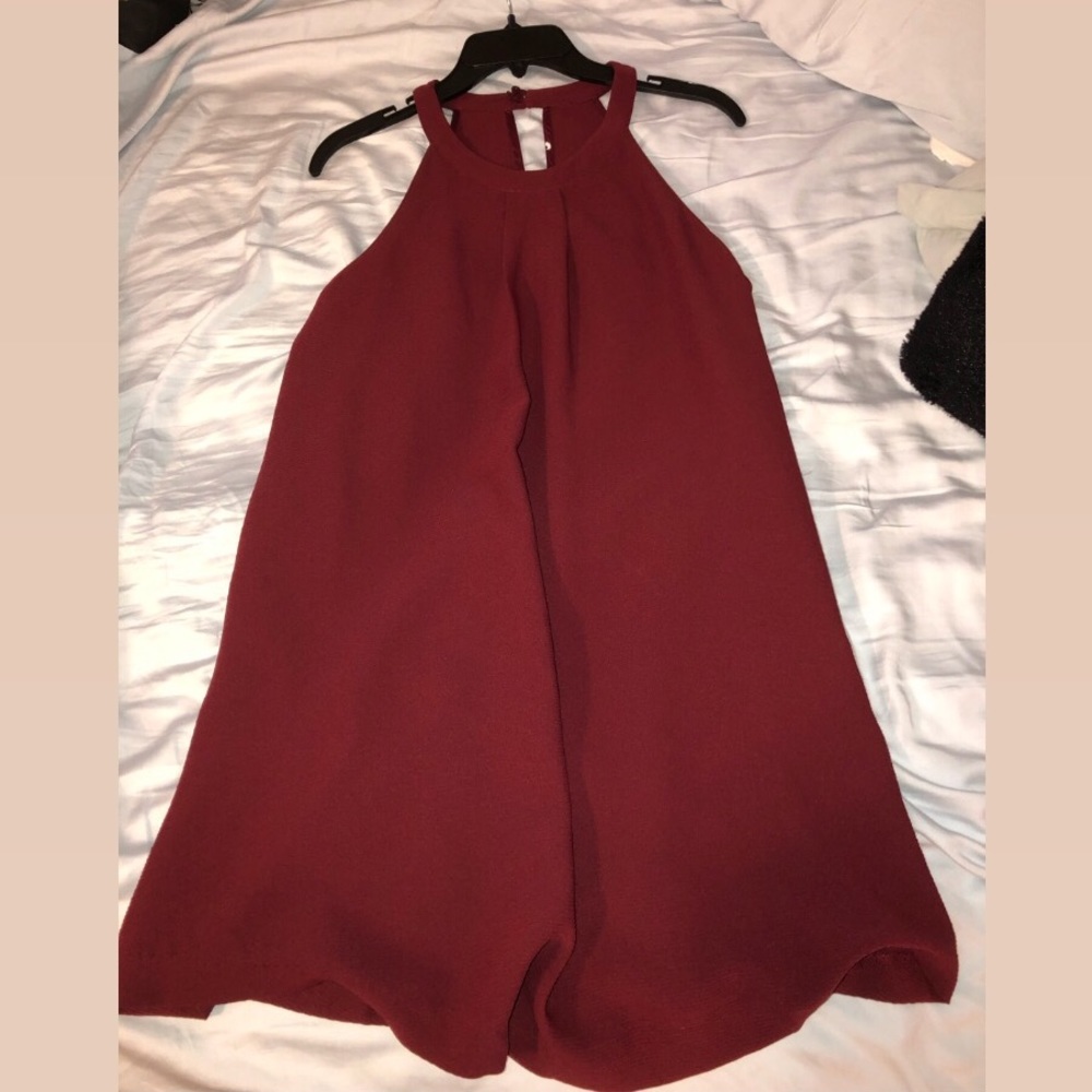 maroon high neck dress